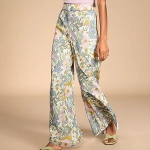 Lulu’s Wide Leg Floral Flowy Pants NWT